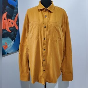 Hurley Mens Mustard Button Down Shirt L Loose Fit Overshirt Streetwear